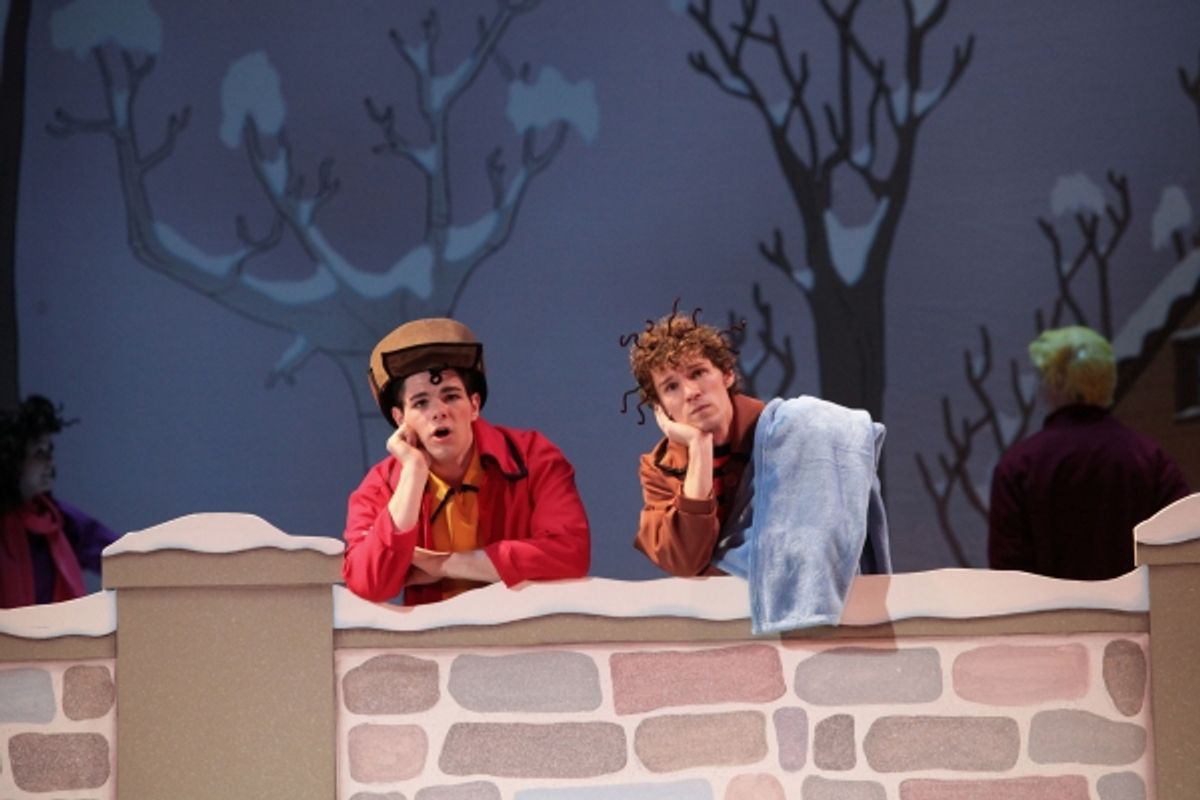 Charlie Brown (Trey Paris) and Linus (Hunter Henrickson) at 