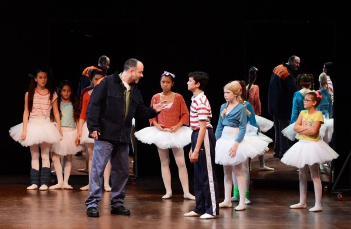 Tension looms between Billy (Nicholas Dantes, center right) and his father (Joe Cassidy, center left) as his father discovers Billy in ballet class. Photo by Alicia Donelan.  at 