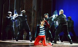 Billy (portrayed by Nicholas Dantes, front) fights to get beyond his blue-collar world and pursue his true passion of dance. Photo by Jen Vasbinder. @ BroadwayWorld Billy (portrayed by Nicholas Dantes, front) fights to get beyond his blue-collar worl Photo