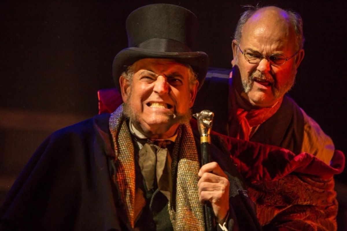 Broadway veteran Peter Van Norden (RTCâ€s Copenhagen) as Ebenezer Scrooge with Robert Beuth playing Dog at 