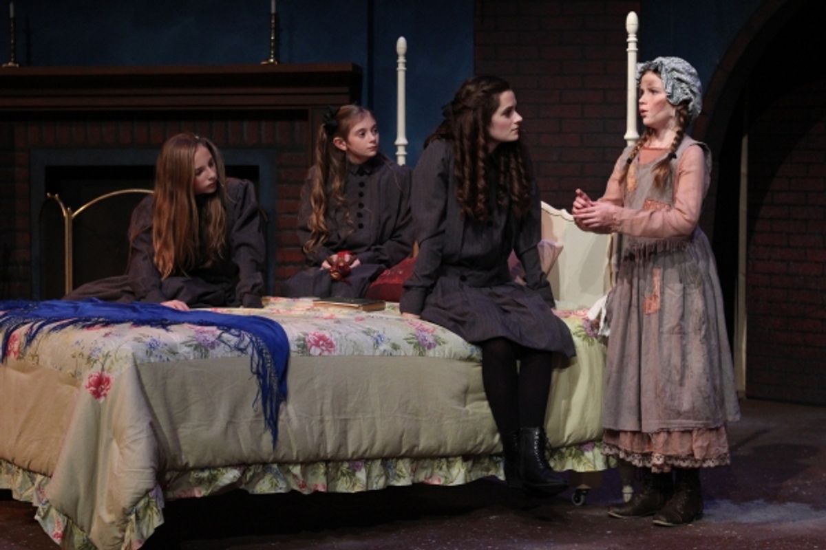 Olivia Windley as Ermengarde, Allison Gann as Lottie, Emerson Steele as Sara and Brenna McConnell as Becky at 