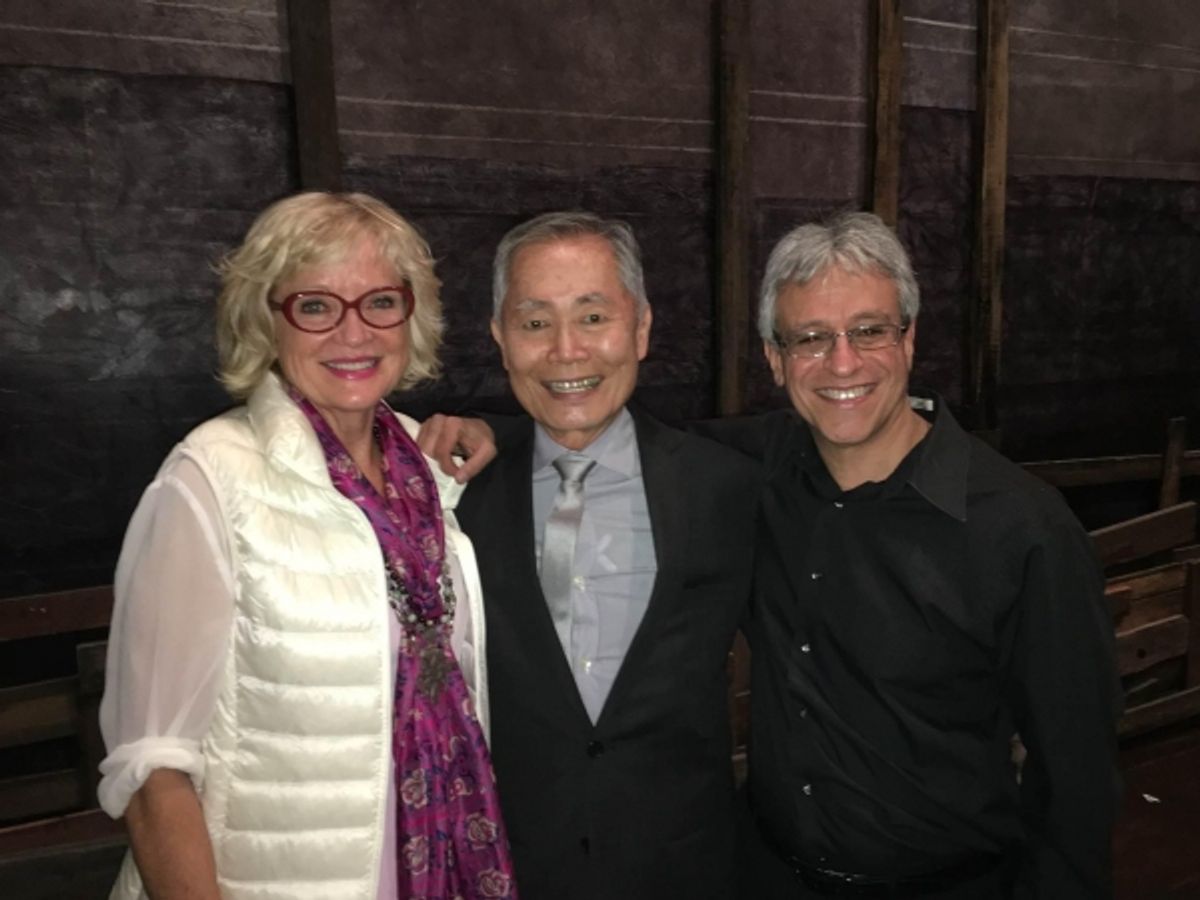 Christine Ebersole congratulates George Takei and conductor Jeff Saver at 