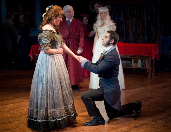 Bailey Seeker as Belle and Jonathan Hicks as Young Scrooge. Photo