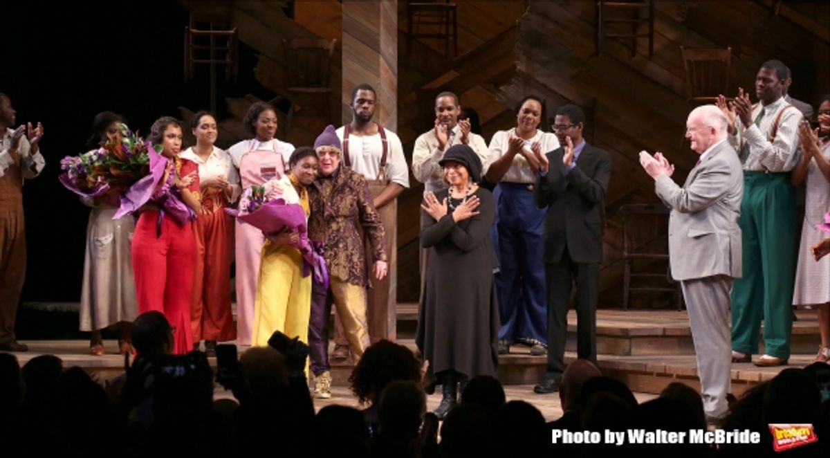 Jennifer Hudson, Cynthia Erivo, Allee Willis, Marsha Norman, Alice Walker, John Doyle with cast at 