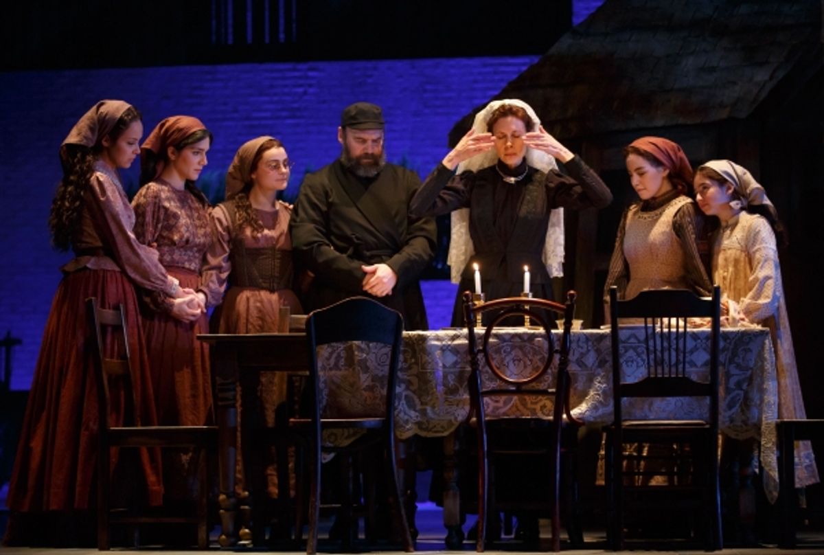 Alexandra Silber, Samantha Massell, Melanie Moore, Danny Burstein, Jessica Hecht, Jenny Rose Baker and Hayley Feinstein at 