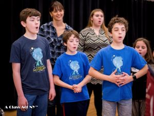 Casey Butler, Noah Hinsdale and Alex Dreier; (2nd row) Artistic Jessica Rofe with Madison Keith and Sofie Baron @ BroadwayWorld Casey Butler, Noah Hinsdale and Alex Dreier; (2nd row) Artistic Jessica Rofe with Ma Photo