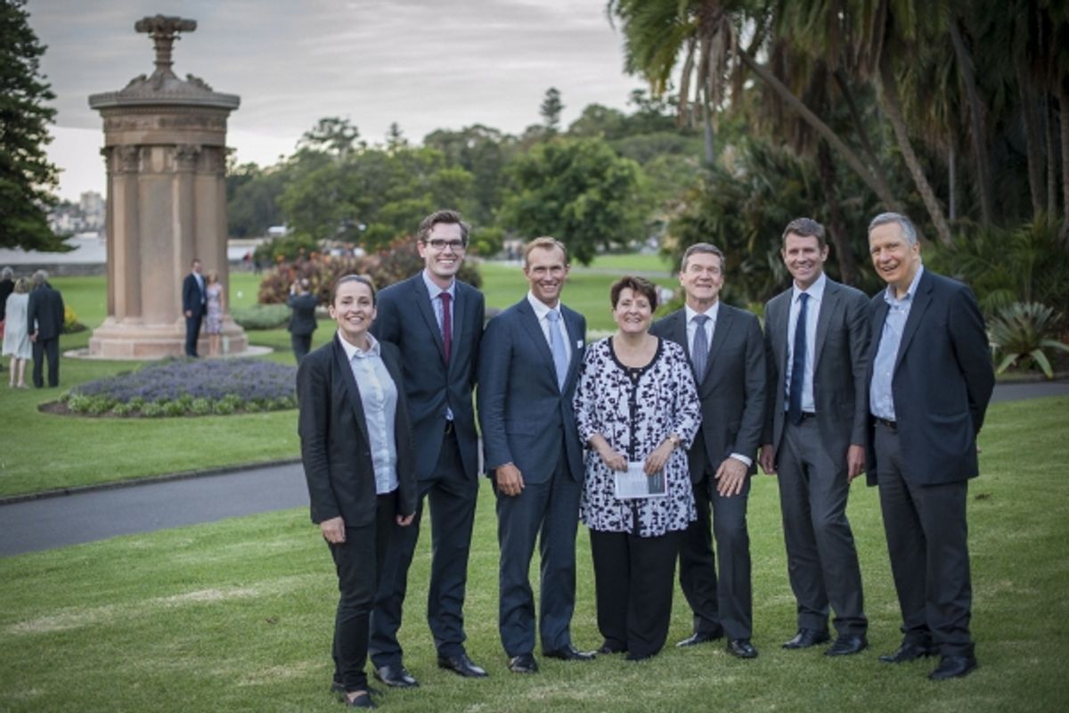 Lee Lewis, Dominic Perrottet, Rob Stokes, Patricia Azarias, Kim Ellis, Mike Baird and John Azarias at 