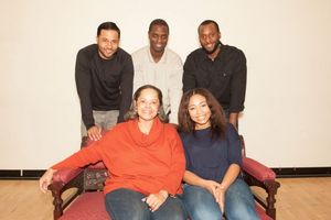 Front: Lynda Gravatt, Nikiya Mathis; Back: Jason Dirden, Adesola Osakalumi, Wendell B. Franklin @ BroadwayWorld Front: Lynda Gravatt, Nikiya Mathis; Back: Jason Dirden, Adesola Osakalumi, Wendell B Photo