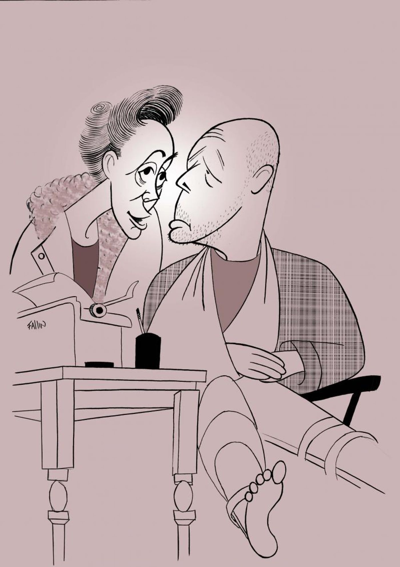 BWW Exclusive: Ken Fallin Draws the Stage - Bruce Willis and Laurie Metcalf in MISERY  Image