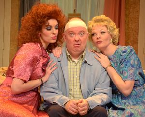John Smith (Eddie Curry), center, seems like an ordinary cab driver, but he''s leading a double life in Beef & Boards Dinner Theatre''s production of Run for Your Wife. Married to both Barbara (Erin Cohenour), left, and Mary (Sarah Hund), right, John has @ BroadwayWorld John Smith (Eddie Curry), center, seems like an ordinary cab driver, but he''s leadin Photo