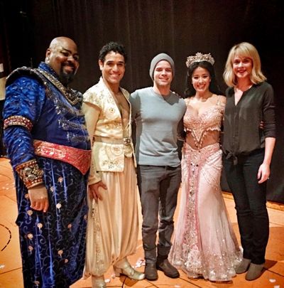 James Monroe Iglehart, Adam Jacobs, Jeremy Jordan, Courtney Reed, Ashley Spencer Photo