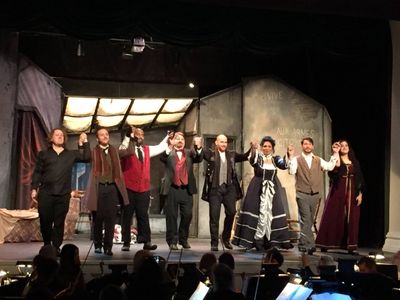 Soprano Carolina Castells as Mimi, tenor Steven Tompkins as Rodolfo, bass Jonathan Sc Photo