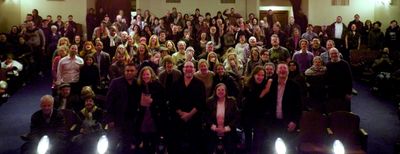 The audience after 39 STEPS'' final performance off-Broadway. Photo by Robert Petkoff Photo