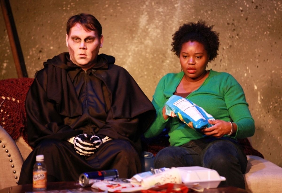 Chris Cinereski and Shadana Patterson in A CUP OF SOULS AND ONE GRIM REAPER, PLEASE at 
