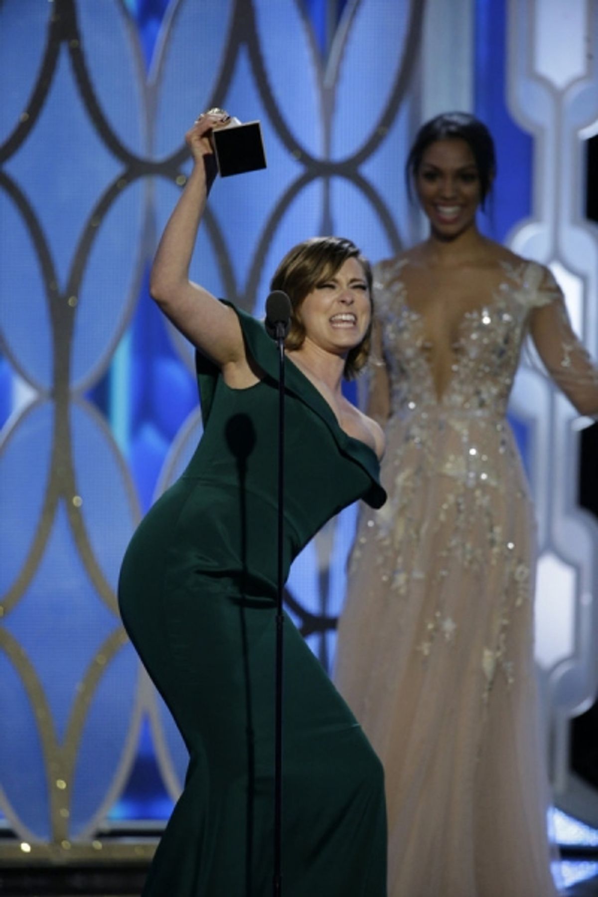 73rd ANNUAL GOLDEN GLOBE AWARDS -- Pictured:  Rachel Bloom, ''Crazy Ex-Girlfriend'', Winner, Best Actress - TV Series, Comedy or Musical at the 73rd Annual Golden Globe Awards held at the Beverly Hilton Hotel on January 10, 2016 -- (Photo by: Paul Drinkwa at 