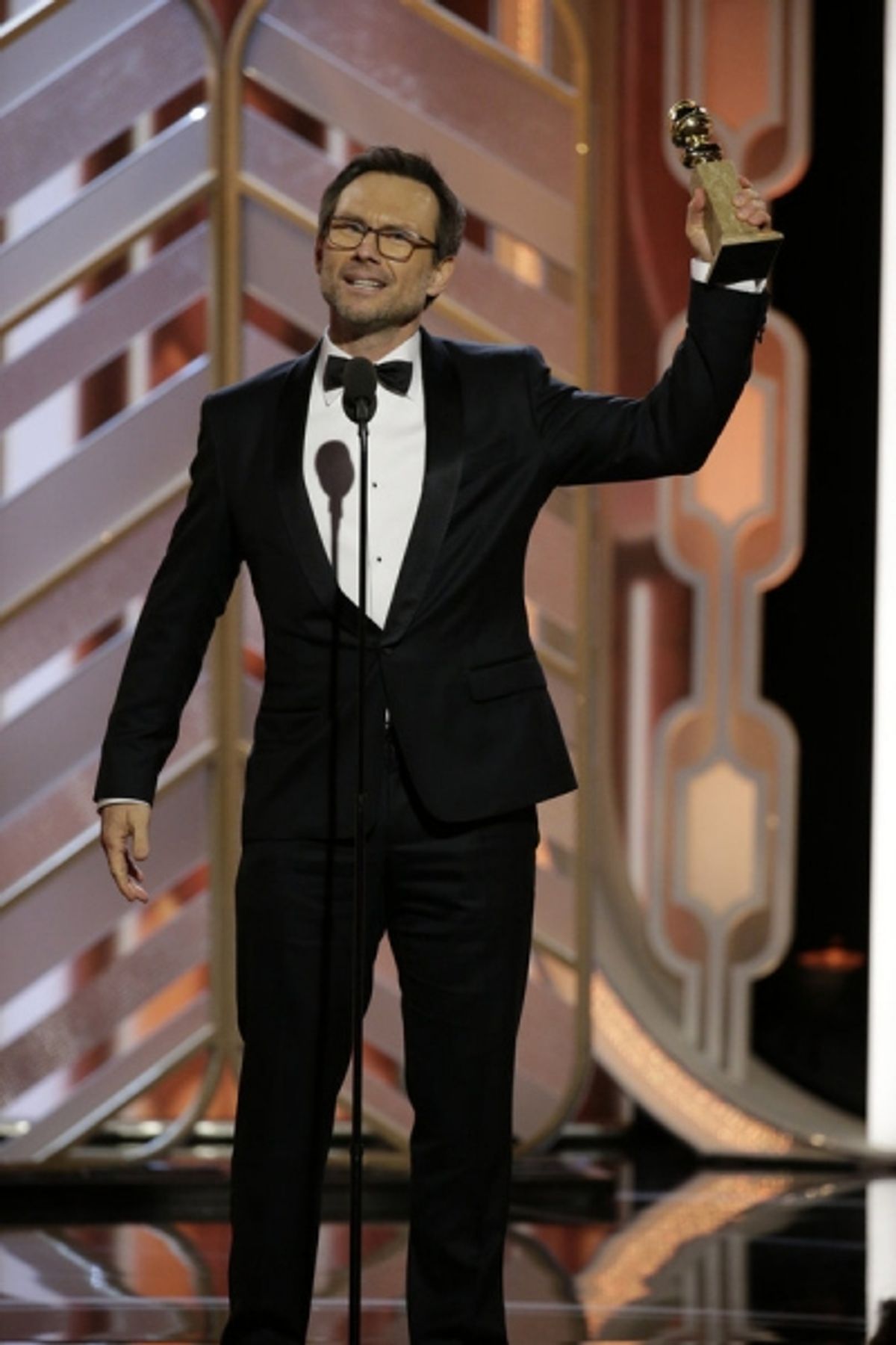 73rd ANNUAL GOLDEN GLOBE AWARDS -- Pictured: Christian Slater, ''Mr. Robot'', Winner, Best Supporting Actor - Series/Limited Series/TV Movie at the 73rd Annual Golden Globe Awards held at the Beverly Hilton Hotel on January 10, 2016 -- (Photo by: Paul Dri at 