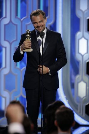 73rd ANNUAL GOLDEN GLOBE AWARDS -- Pictured: (l-r) Leonardo DiCaprio, ''The Revenant'', Winner, Best Actor - Motion Picture, Drama at the 73rd Annual Golden Globe Awards held at the Beverly Hilton Hotel on January 10, 2016 -- (Photo by: Paul Drinkwater/NB @ BroadwayWorld 73rd ANNUAL GOLDEN GLOBE AWARDS -- Pictured: (l-r) Leonardo DiCaprio, ''The Revenant' Photo