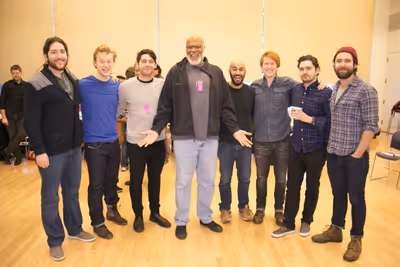 Raphael Nash Thompson and members of the PigPen Theatre Co. Photo