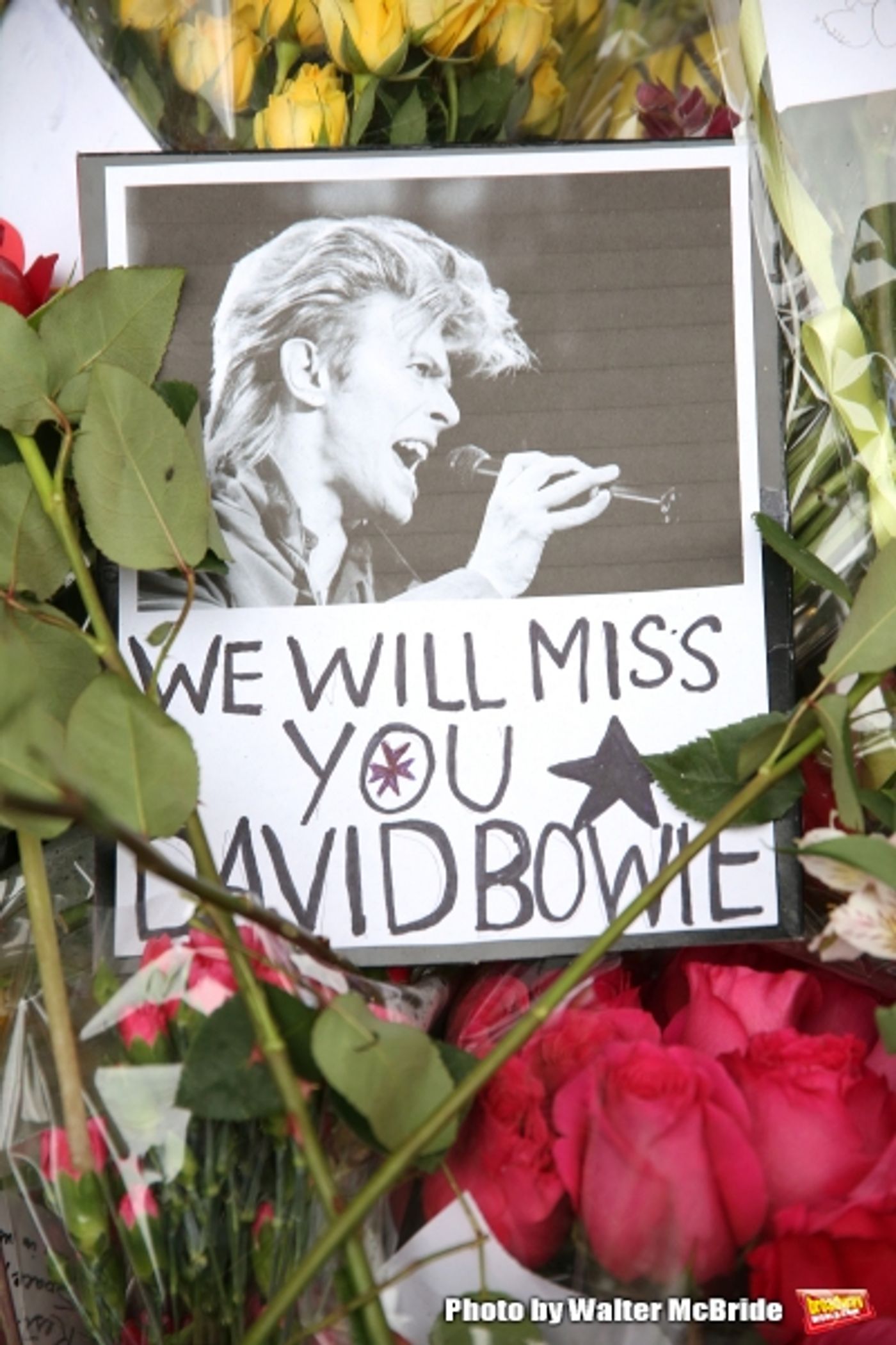 Photo Coverage: Fans Tribute David Bowie Outside of LAZARUS Photo Coverage: Fans Tribute David Bowie Outside of LAZARUS Image