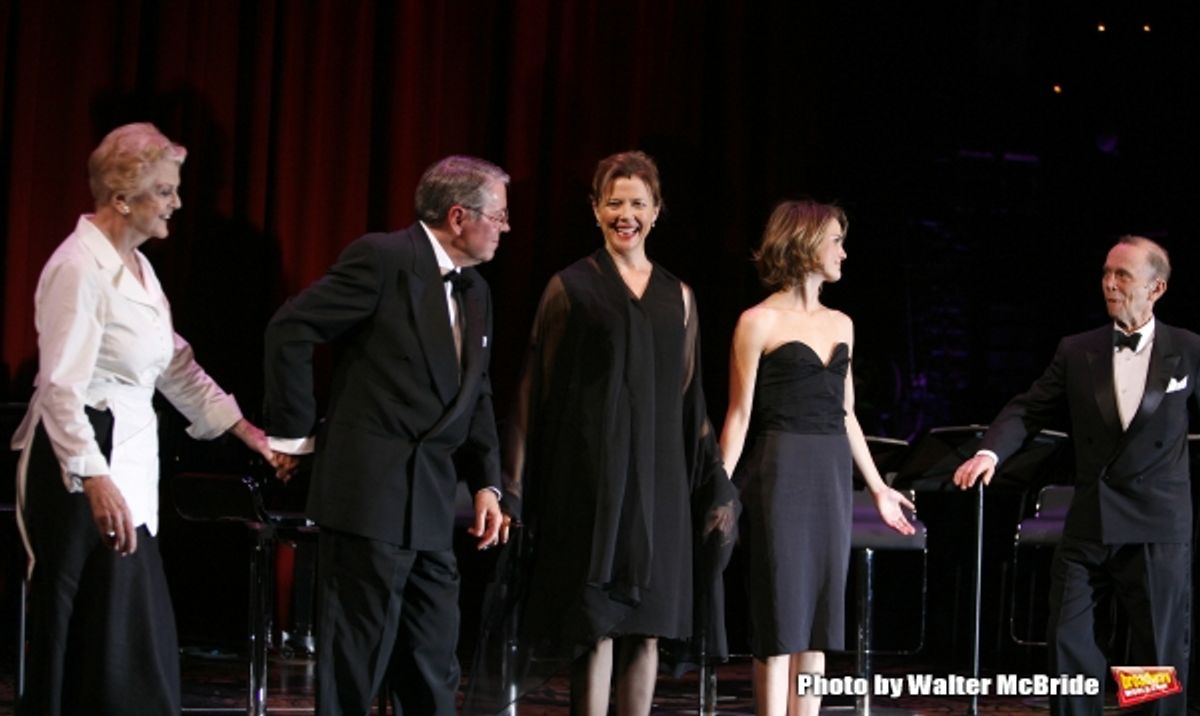 Angela Lansbury, Brian Bedford, Annette Bening, Keri Russell, Joel Grey.during the Curtain Call for The Actors Fund One Night Only Benefit of ALL ABOUT EVE at the Eugene O''Neill Theatre in New York City..November 10, 2008. at 