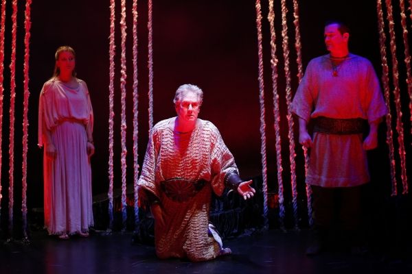 Katie Fabel as Ismene, Paul O''Brien as Creon, and Rod Brogan as the Messenger Photo