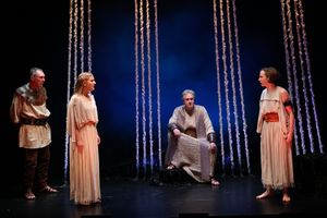 Colin Lane as the Guard, Katie Fabel as Ismene, Paul O''Brien as Creon, and Rebekah B Photo