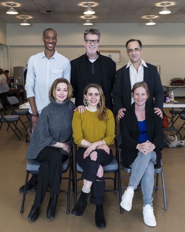 (back row) York Walker, Robert Egan and David Pittu; (front row) Sharon Lawrence, Mae Photo
