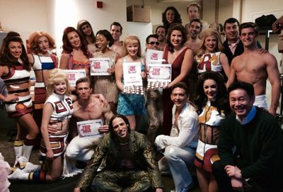 The cast of TRIP OF LOVE celebrates 100 performances with /James Walski and producer  Photo