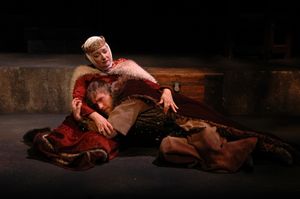 Christina Wellford Scott as Queen Eleanor of Aquitaine comforts Gabe Beutal-Gunn port Photo