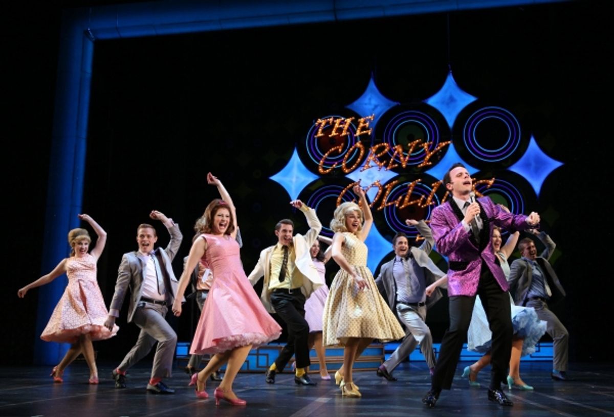 Baltimore TV host Corny Collins (Devin DeSantis, front, right) leads his Corny Collins Council Members in a dance at 