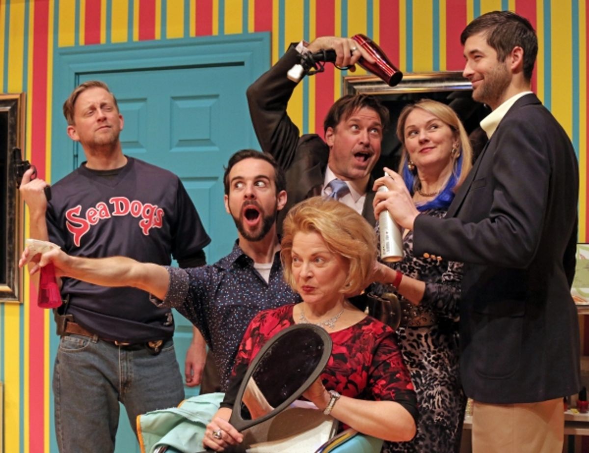 Timothy C. Goodwin as Nick, Michael Wood as Tony, Paul Drinan as Eddie, Laura Houck (in chair) as Mrs. Shubert, Kathleen Kimball as Barbara and Conor Riordan Martin as Mikey at 