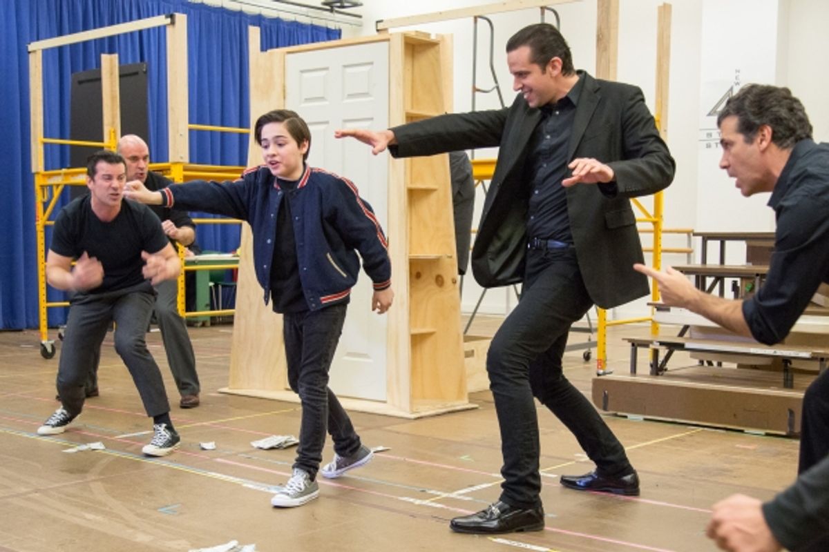 Joshua Colley, Nick Cordero and cast members of A BRONX TALE at 