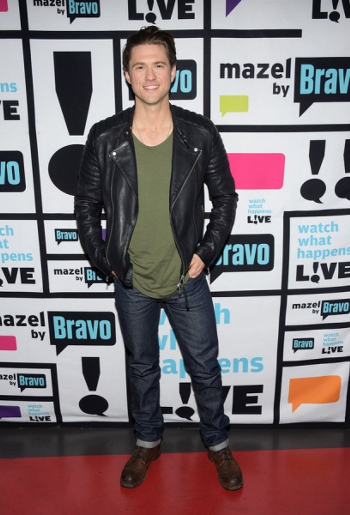 WATCH WHAT HAPPENS LIVE -- Episode 13015 -- Pictured: Aaron Tveit -- (Photo by: Charles Sykes/Bravo) at 