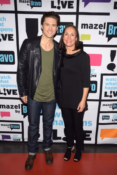 WATCH WHAT HAPPENS LIVE -- Episode 13015 -- Pictured: (l-r) Aaron Tveit, Laurie Metca Photo