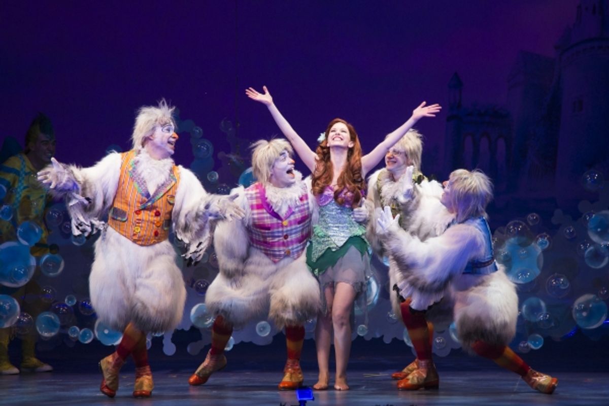 Jamie Torcellini as Scuttle, Alison Woods as Ariel and the cast of Disney''s THE LITTLE MERMAID at 