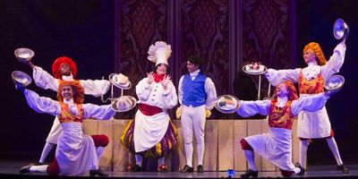 Jeff Skowron as Chef Louis, Eric Kunze as Prince Eric and the cast of Disney''s THE L Photo