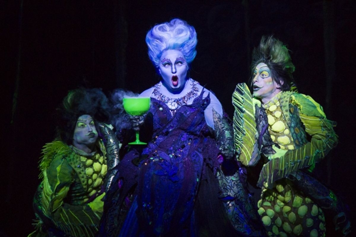 Scott T. Leiendecker as Flotsam, Jennifer Allen as Ursula and Jeffrey Christopher Todd as Jetsam at 