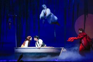 Alison Woods as Ariel, Eric Kunze as Prince Eric, Jamie Torcellini as Scuttle and Melvin Abston as Sebastian @ BroadwayWorld Alison Woods as Ariel, Eric Kunze as Prince Eric, Jamie Torcellini as Scuttle and Mel Photo