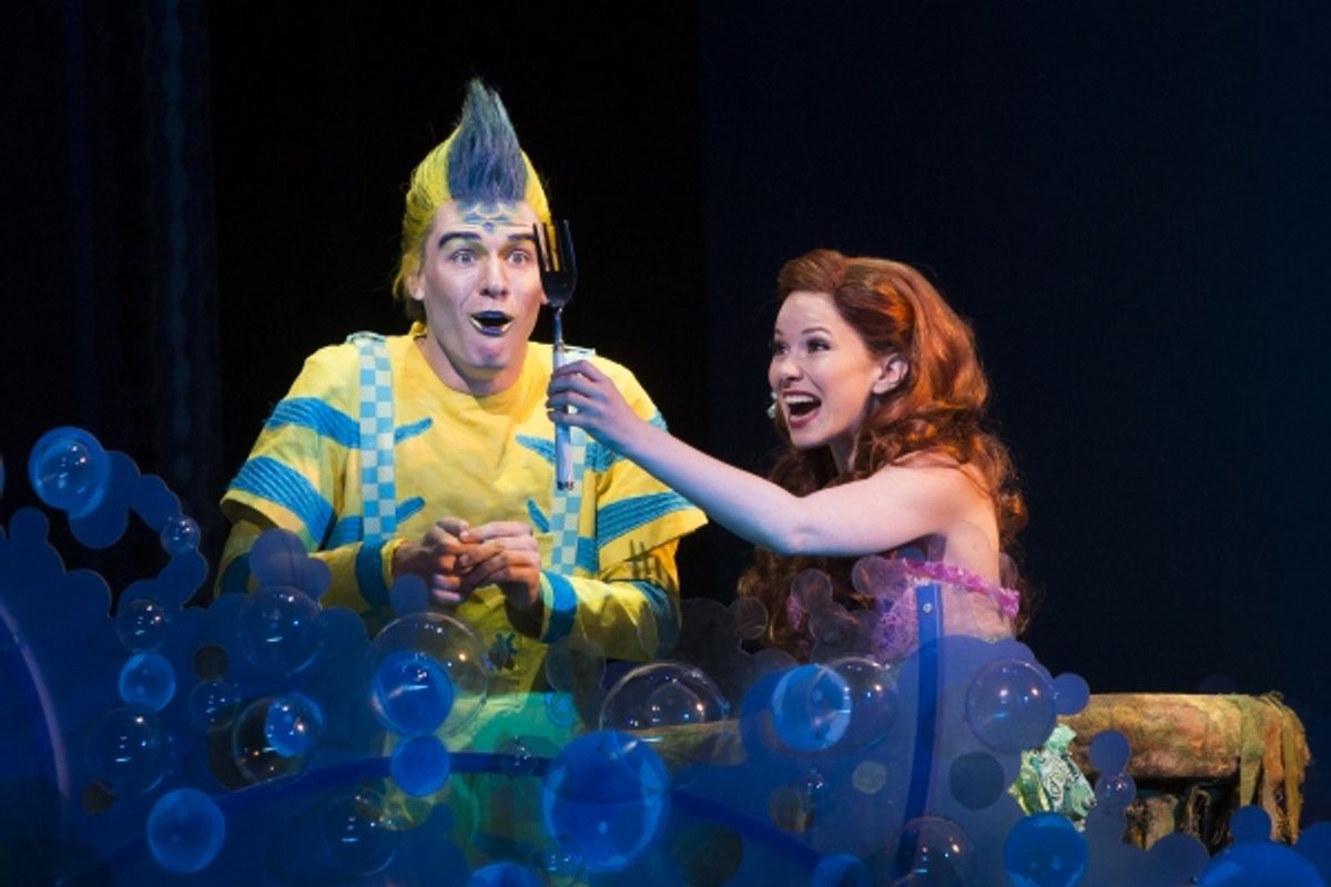 Adam Garst as Flounder and Alison Woods as Ariel at 