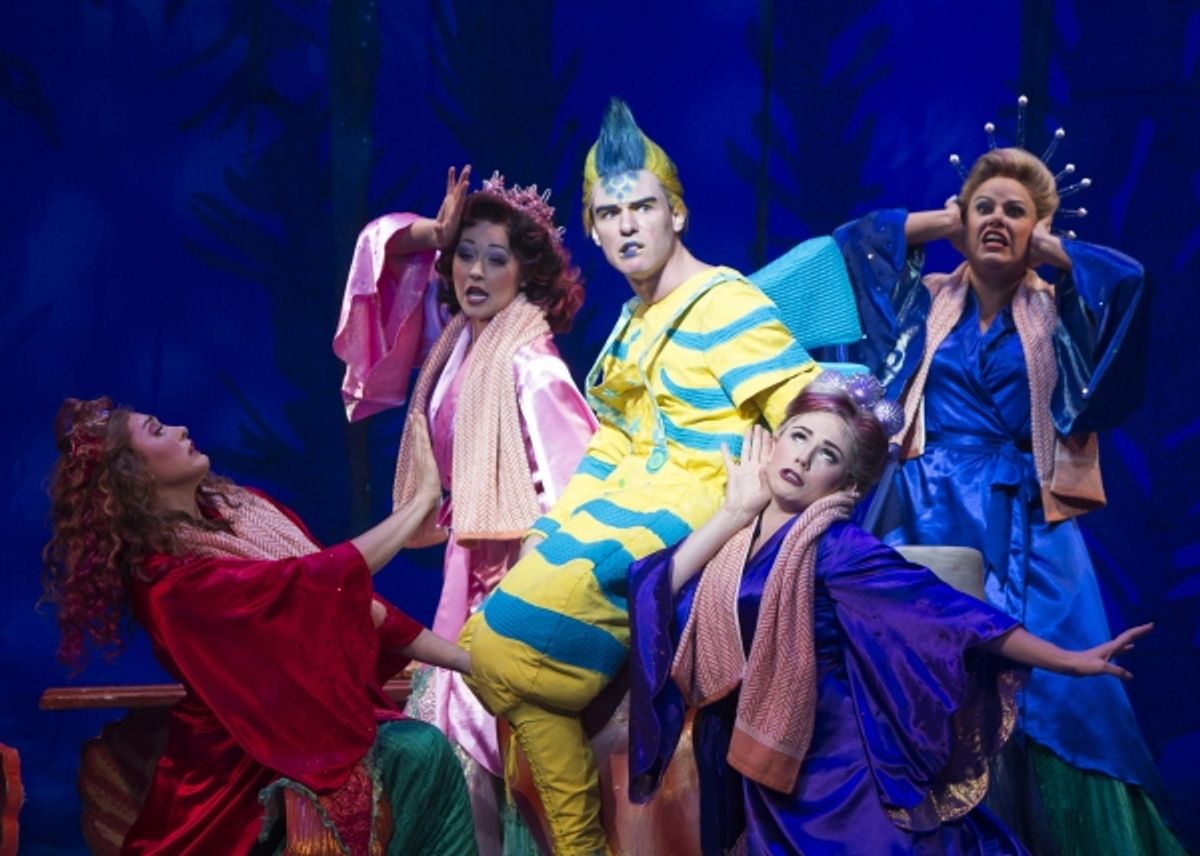 Adam Garst as Flounder and the cast of Disney''s THE LITTLE MERMAID at 