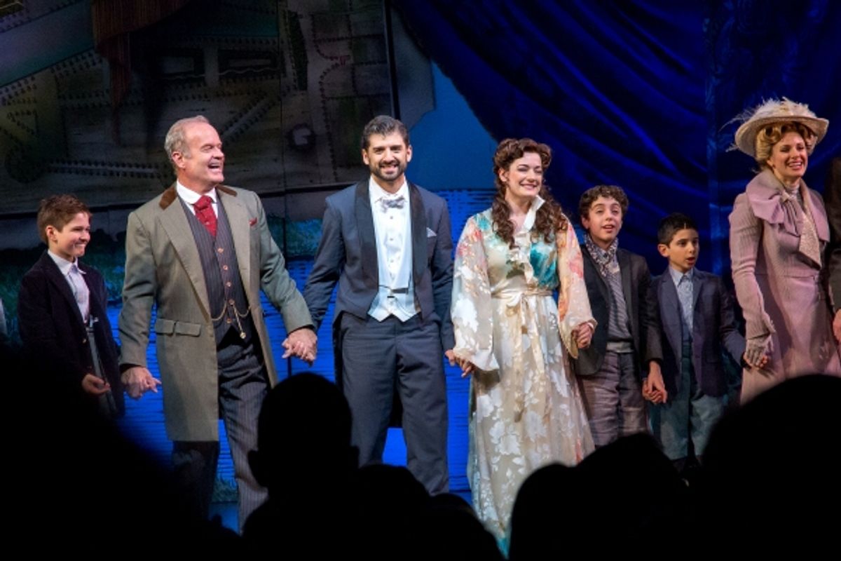 Kelsey Grammer, Tony Yazbeck, Laura Michelle Kelly and the cast of FINDING NEVERLAND at 