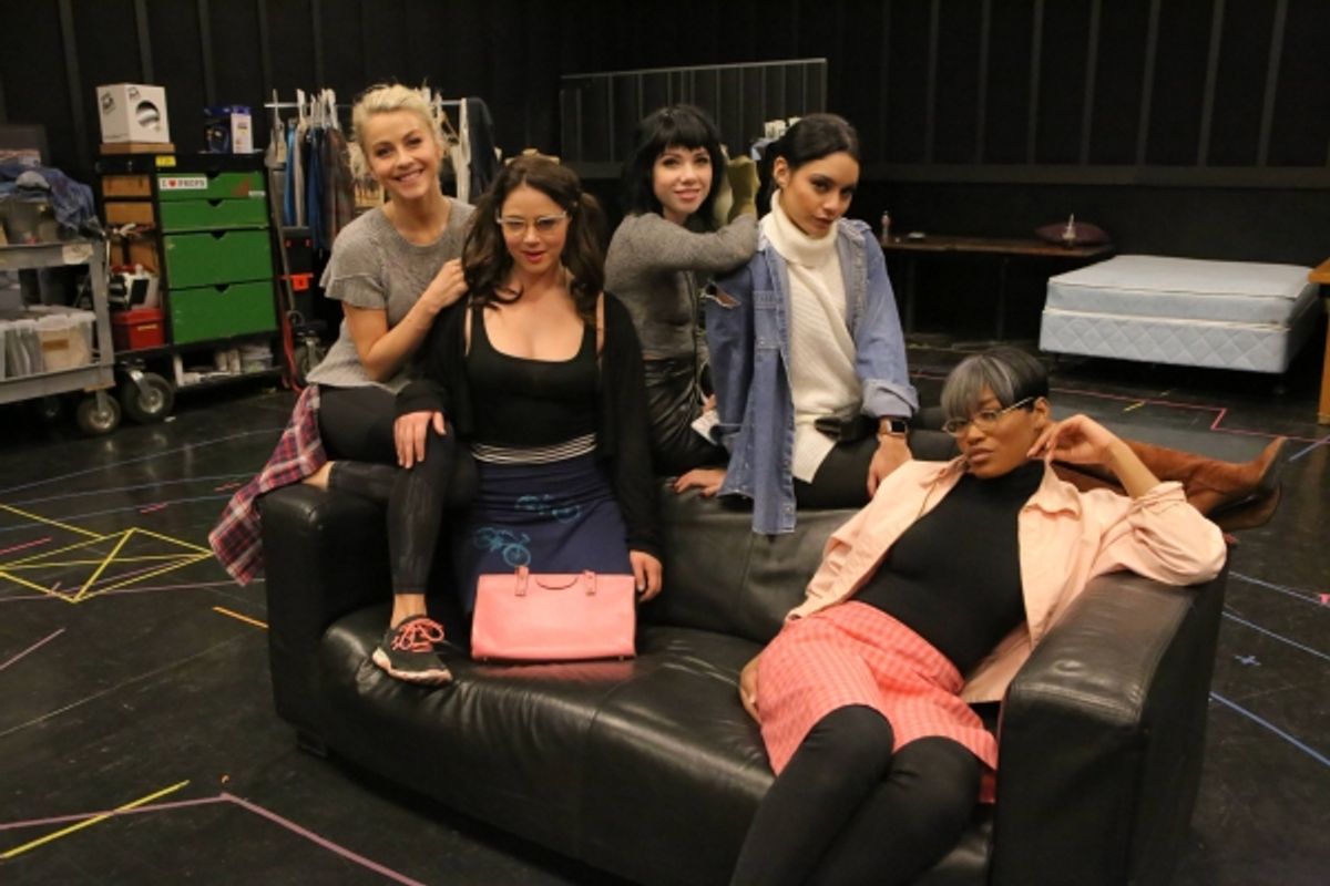 GREASE: LIVE: (L-R): Julianne Hough, Kether Donohue, Carly Rae Jepsen, Vanessa Hudgens,  and Keke Palmer rehearse for GREASE: LIVE airing LIVE Sunday, Jan. 31, 2016 (7:00-10:00 PM ET live/PT tape-delayed), on FOX. Cr: Kevin Estrada/FOX at 