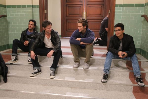 GREASE: LIVE: (L-R) Carlos PenaVega, Andrew Call, Aaron Tveit and Jordan Fisher rehea Photo