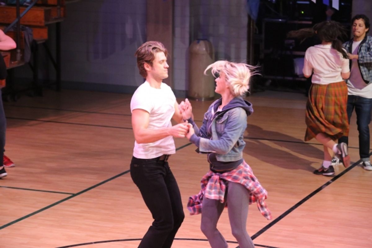 GREASE: LIVE: (L-R) Aaron Tveit and Julianne Hough rehearse for GREASE: LIVE airing LIVE Sunday, Jan. 31, 2016 (7:00-10:00 PM ET live/PT tape-delayed), on FOX. Cr: Kevin Estrada/FOX at 