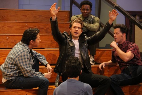 GREASE: LIVE: (L-R) David Del Rio, Aaron Tveit, and Andrew Call rehearse for GREASE:  Photo