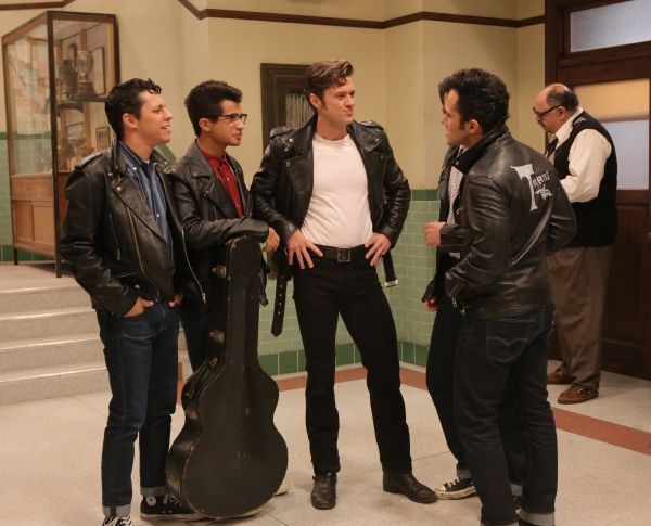 GREASE: LIVE: (L-R) David Del Rio, Jordan Fisher, Aaron Tveit and Carlos PenaVega reh Photo