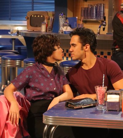 GREASE: LIVE: (L-R) Vanessa Hudgens and Carlos PenaVega rehearse for GREASE: LIVE air Photo