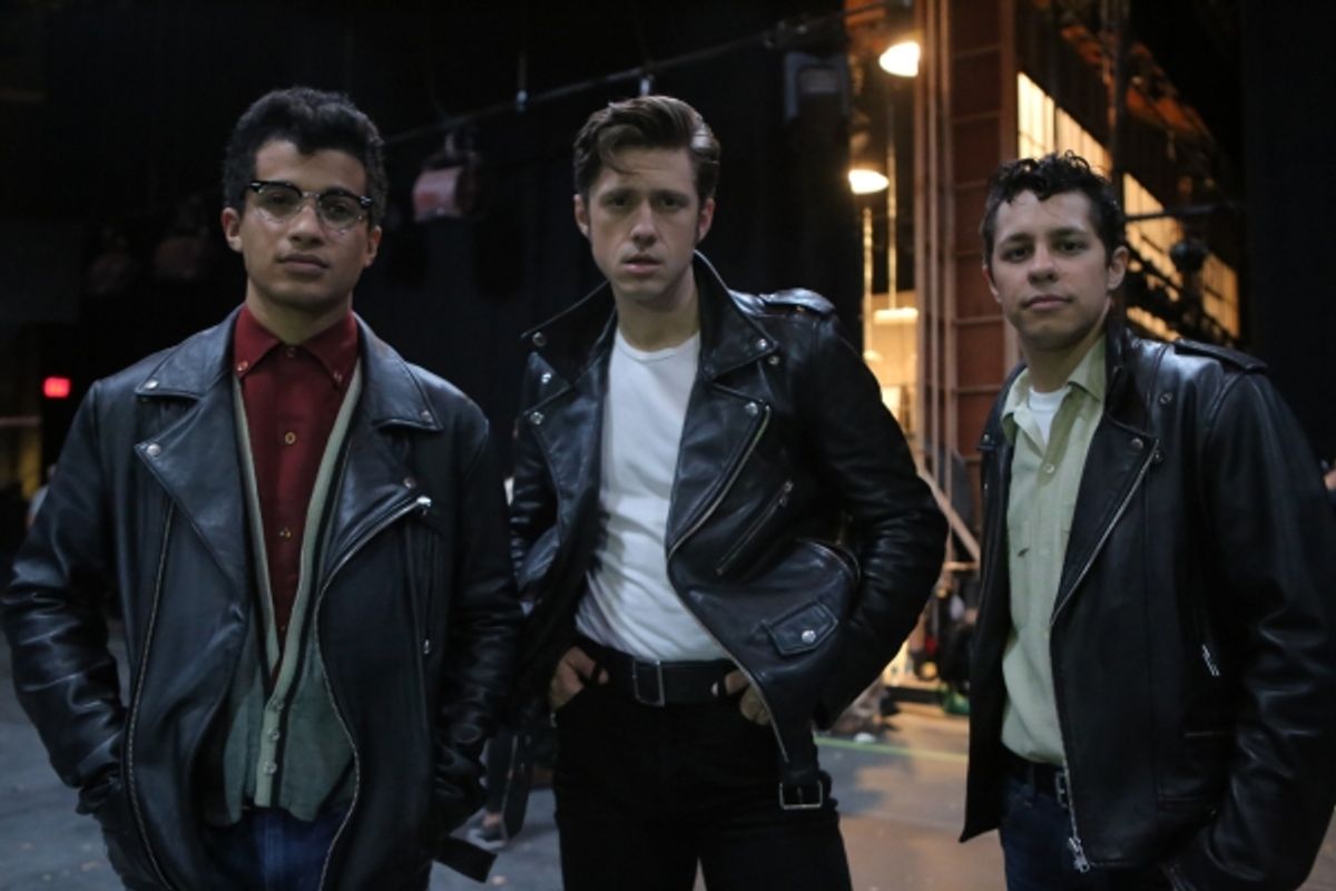 GREASE: LIVE: (L-R) Jordan Fisher, Aaron Tveit and David Del Rio rehearse for GREASE: LIVE airing LIVE Sunday, Jan. 31, 2016 (7:00-10:00 PM ET live/PT tape-delayed), on FOX. Â© 2016 Fox Broadcasting CO. Cr: Kevin Estrada/FOX at 