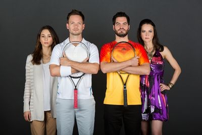 Troian Bellisario, Patrick J. Adams, Alex Mickiewicz, Natalia Payne Photo