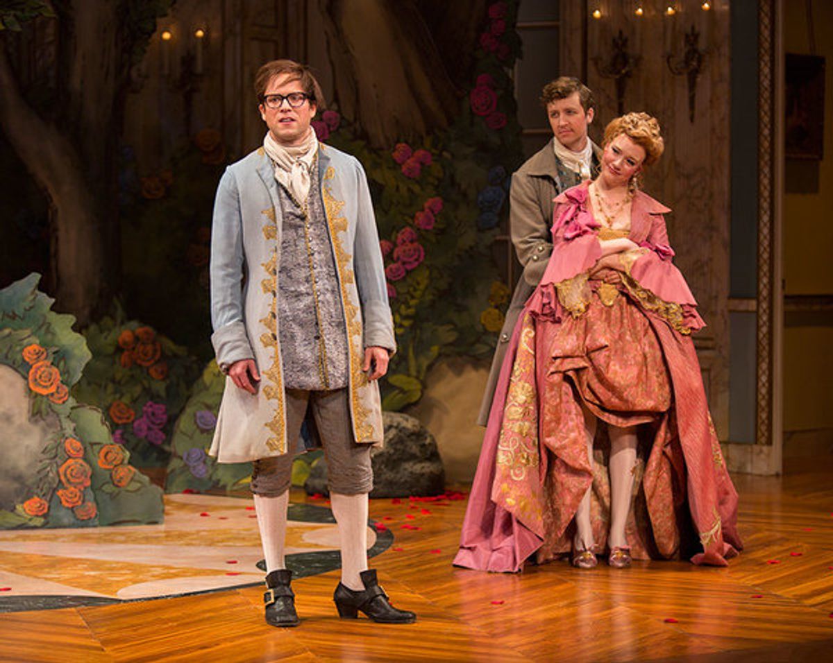 Christian Conn as Damis, Cary Donaldson as Dorant, and Amelia Pedlow as Lucille at 